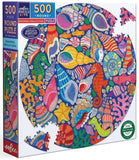 eeBoo: Seahorses, Shells & Coral 500 - Round Puzzle (500pc Jigsaw) Board Game