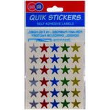 Quik Stik Labels Flat Pack Multi Star 15mm Pkt135