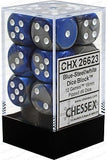 Chessex: Gemini 16mm D6 Block - Blue-Steel/White