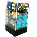 Chessex: Gemini 16mm D6 Block - Blue-Gold/White