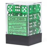 Chessex: Green/White Translucent 36 Dice Set