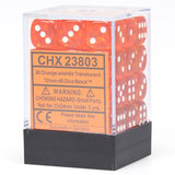 Chessex: Orange/White Translucent 36 Dice Set