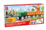 Hape: Crossing & Crane - Wooden Railway Set