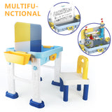 Zoink: Kids Adjustable Height Learning Table & Chair Set - 56 Pieces Building Block