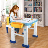 Zoink: Kids Adjustable Height Learning Table & Chair Set - 56 Pieces Building Block