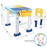 Zoink: Kids Adjustable Height Learning Table & Chair Set - 56 Pieces Building Block