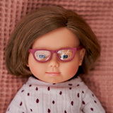 Miniland: Anatomically Correct Baby Doll - Caucasian Girl, Down Syndrome, with Glasses & Underwear (38 cm)