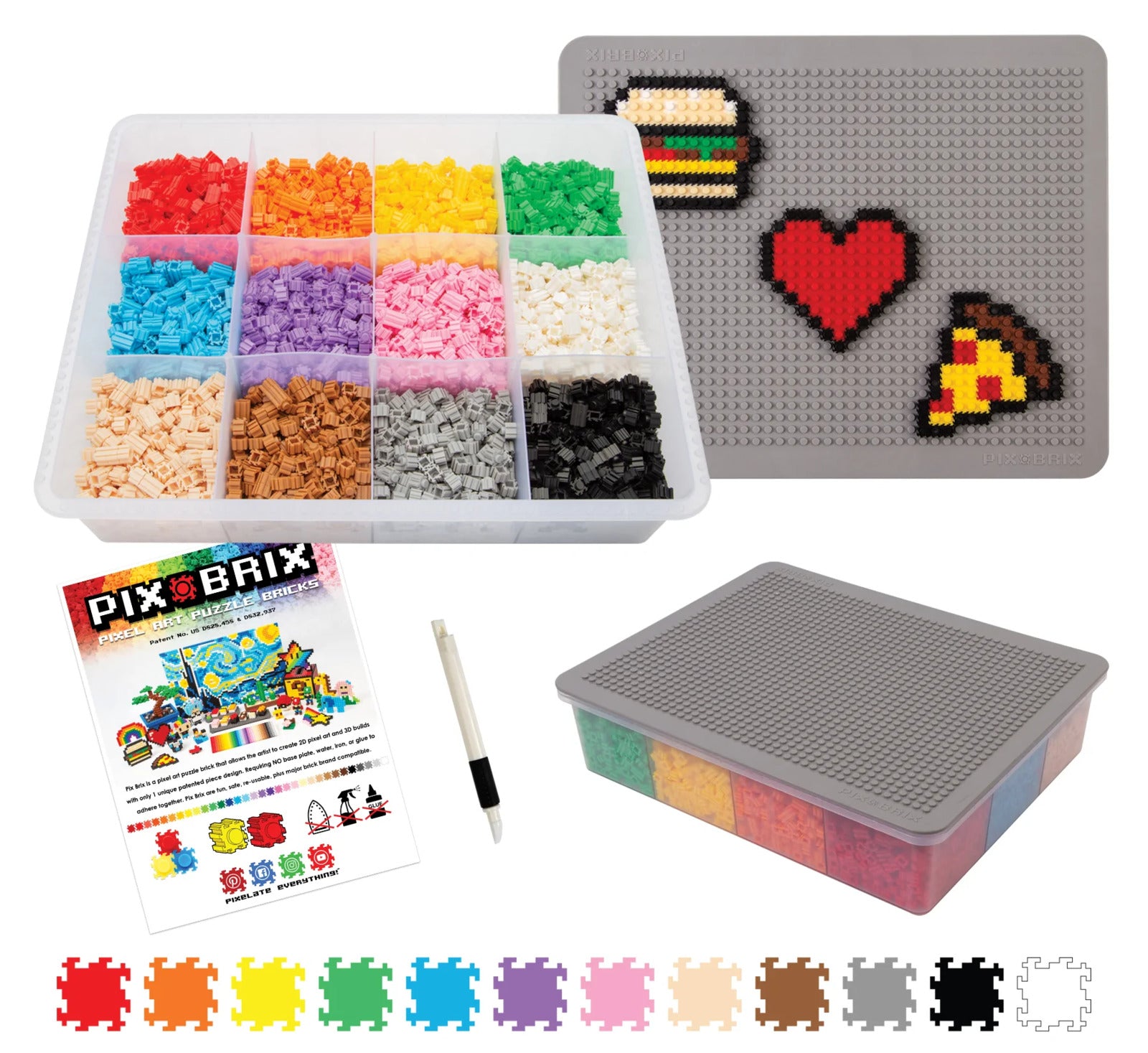 Pix Brix Pixel Art Puzzle Bricks Paint Can, 1,500 Piece Pixel Art Kit with  10 Colors, Medium Palette - Patented Interlocking Building Bricks, Create  2D & 3D Builds for Ages 6+ 