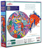 eeBoo: Seahorses, Shells & Coral 500 - Round Puzzle (500pc Jigsaw) Board Game