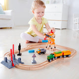 Hape: Crossing & Crane - Wooden Railway Set