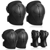 Hyperanger 6 in 1 Children Protective Gear Knee Elbow Pads - Black