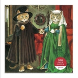 Galison: The Arnolfini Marriage Meowsteroiece of Western Art Puzzle (500pc Jigsaw) Board Game