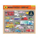 Mudpuppy: Vehicles on the Move - Wood Puzzle + Display (100pc Jigsaw)