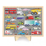 Mudpuppy: Vehicles on the Move - Wood Puzzle + Display (100pc Jigsaw)