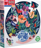 eeBoo: Still Life with Flowers - Round Puzzle (500pc Jigsaw) Board Game