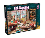 Holdson: Bookshop Cat - Cat Napping Puzzle (1000pc Jigsaw) Board Game