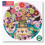 eeboo: Fruits & Flowers Still Life - Round Puzzle (500pc Jigsaw) Board Game