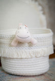 Tikiri: Muslin Comforter with Rubber Leaf Teether - Hippo Plush Toy