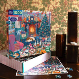 eeBoo: Christmas English Cottage - Square Puzzle (1000pc Jigsaw) Board Game