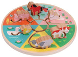 Petit Collage: Farm Animals Wooden Sliding Maze - Red (22X8X22Cm)