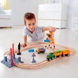 Hape: Crossing & Crane - Wooden Railway Set