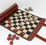 Pendleton: Red Black Check Pattern Chess & Checkers - Travel Ready Roll-Up Edition Board Game