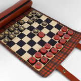 Pendleton: Red Black Check Pattern Chess & Checkers - Travel Ready Roll-Up Edition Board Game