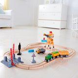Hape: Crossing & Crane - Wooden Railway Set