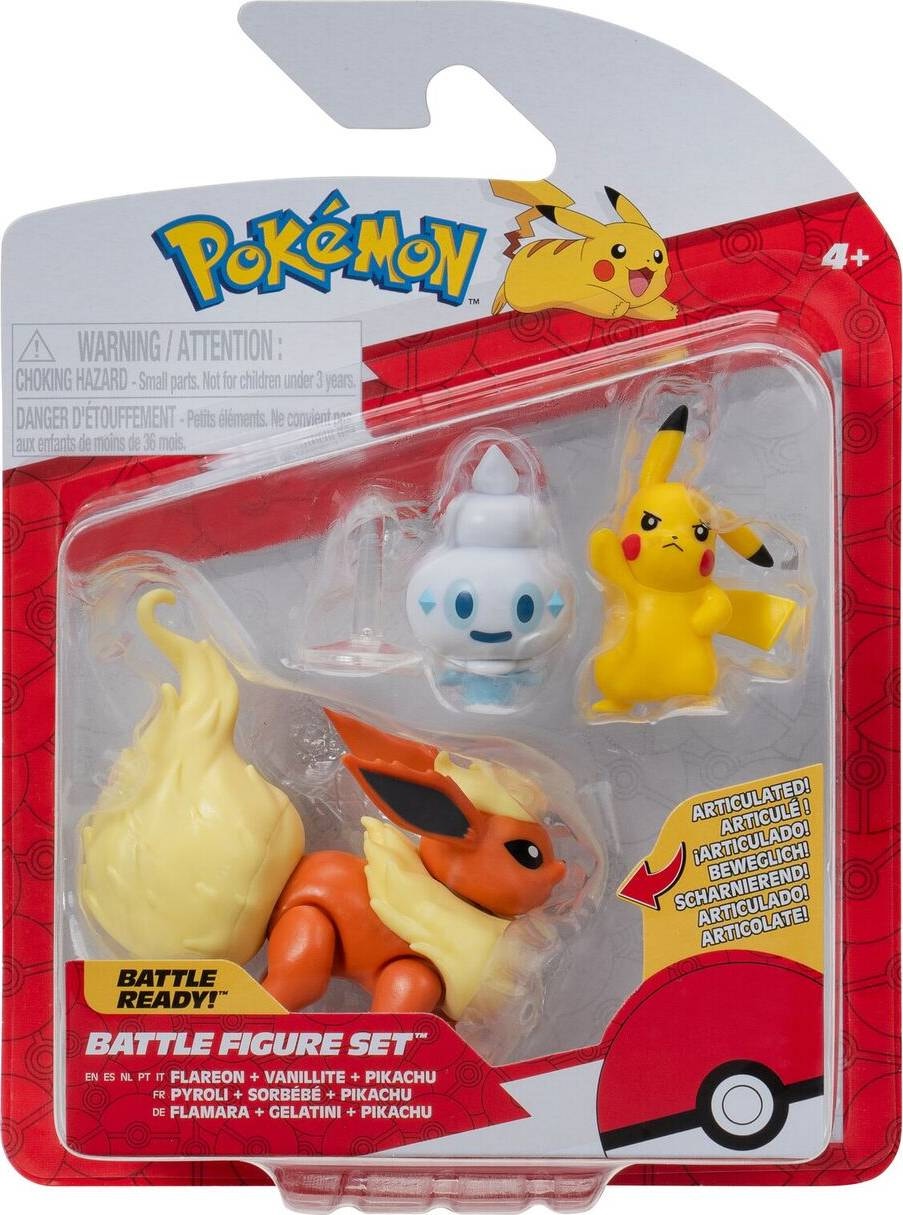 Pokemon: Battle Figure Set - Pikachu #5, Vanillite With Stand, Flareon