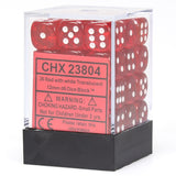 Chessex Signature 12mm D6 Dice Block: Red & White Translucent