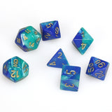 Chessex Polyhedral Dice Set: Blue-Teal & Gold