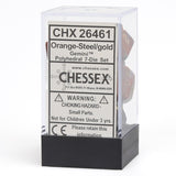 Chessex Polyhedral Dice Set: Orange Steel & Gold