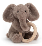 Jellycat: Shooshu Elephant - Plush & Wooden Ring (Small)