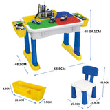 Zoink: Kids Adjustable Height Multifunctional Table & Chair Set - 444 Pieces Building Block