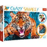 Crazy Shapes! Facing Tiger (600pc Jigsaw)