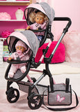 Bayer: Twin Dolls Pram Pink & Grey