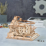 DIY Mechanical Wooden Puzzle (Waterwheel Coaster Marble Run)