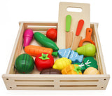 Zoink 30 Pieces Wooden Cutting Fruits & Vege Toy Play Food Set