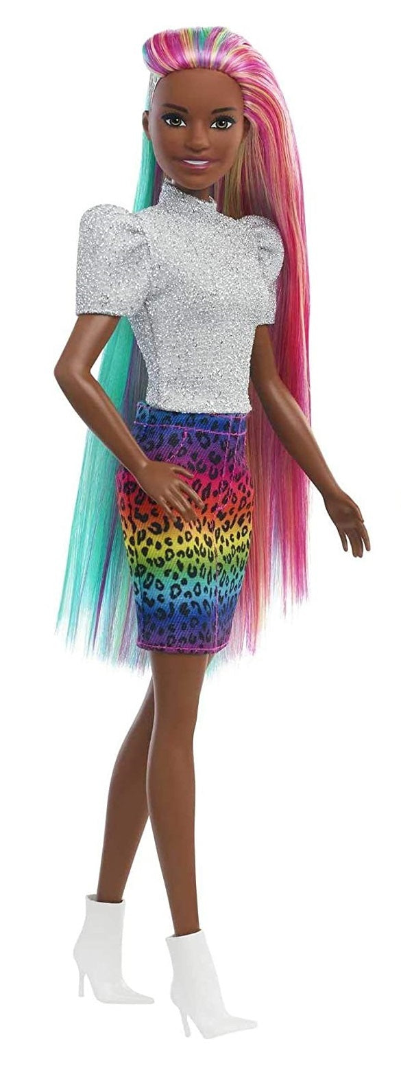 Barbie Leopard Rainbow Hair Doll with Colour-Change Feature