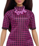 Barbie: Fashionistas Doll - Curvy, Black Hair, Pink & Black Checkered Dress
